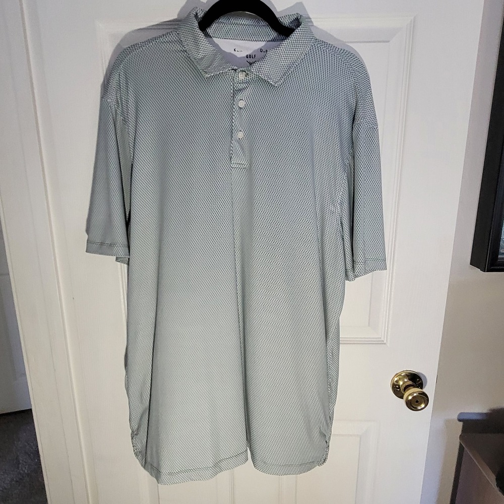 Kenneth Cole Golf Polo Shirt Mens XL‎ Green Geometric Performance Stretch S/S